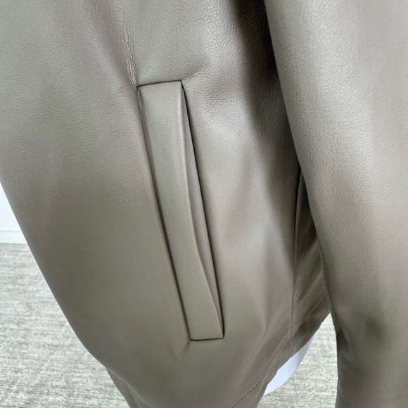 BB Dakota Moto Boho Peppin Vegan Leather Drapey Jacket Vegan XS Small Tan New - Picture 11 of 16